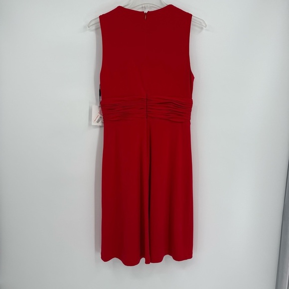 Calvin Klein NWT Dress Women Size 4 Red Sleeveless Ruched Front A-line Stretch - Picture 7 of 10